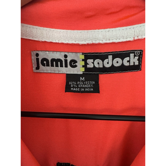 JAMIE SADOCK Sleeveless Golf Top 1/4 Zip Bright Orange & Tan Women’s Sz L - Picture 2 of 7